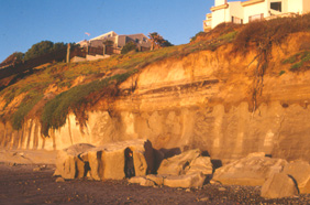 block failures along seacliff, Leucadia, northern SD county